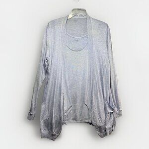 Eileen Fisher 2 Piece Set Large Cardigan + Tank Top Heathered Light Blue Sweater